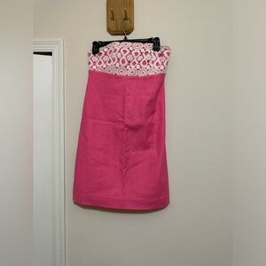 Lilly Pulitzer Strapless Hottie Pink Bowen Bodice Lace Dress in Size 4